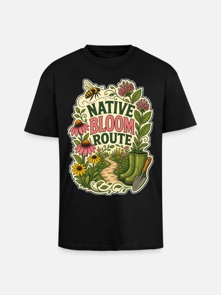 NATIVE BLOOM ROUTE - Unisex Oversized Heavyweight T-shirt - black