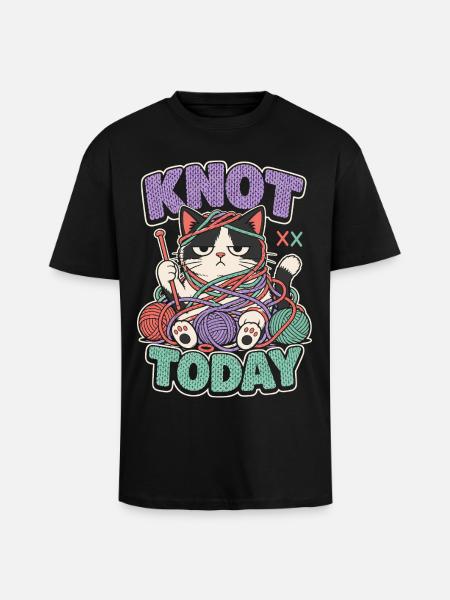 Knot Today Katze mit Wolle - Oversized Heavyweight Unisex T-Shirt - Schwarz
