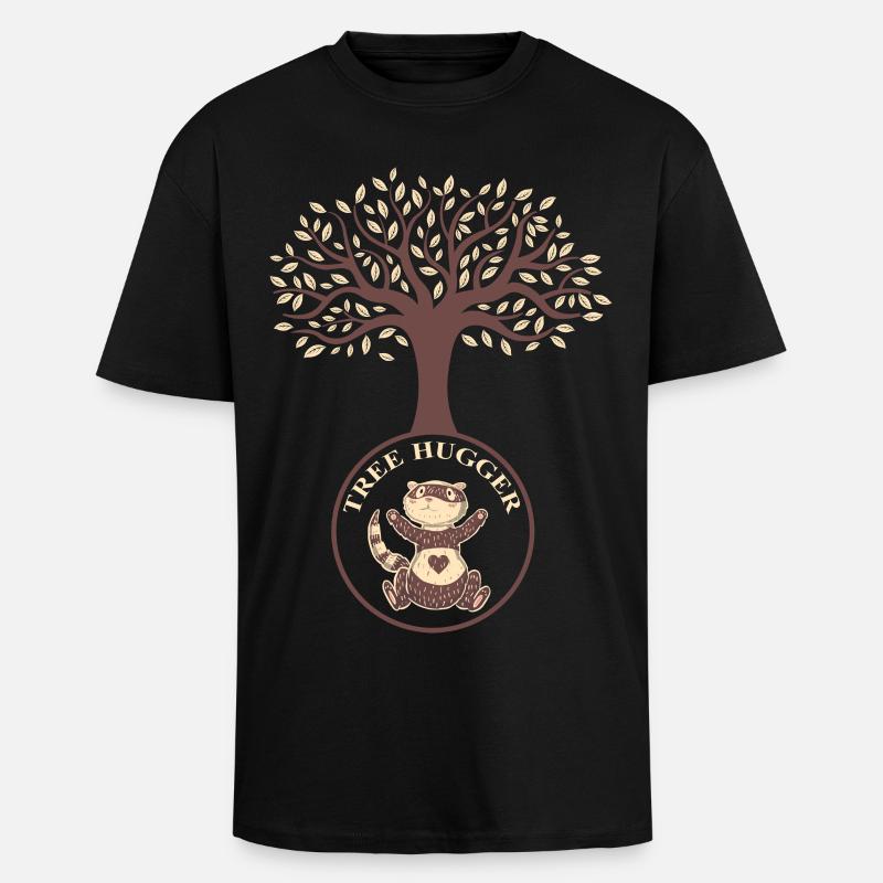 Baum Frettchen - Oversized Heavyweight Unisex T-Shirt - Schwarz