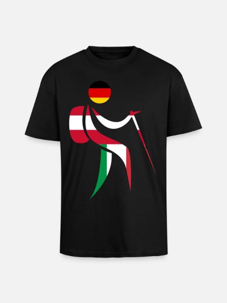Alpenüberquerung E5 Wandern - Oversized Heavyweight Unisex T-Shirt - Schwarz