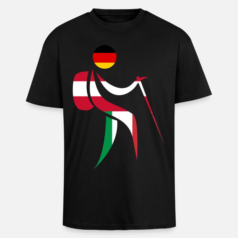 Alpenüberquerung E5 Wandern - Oversized Heavyweight Unisex T-Shirt - Schwarz
