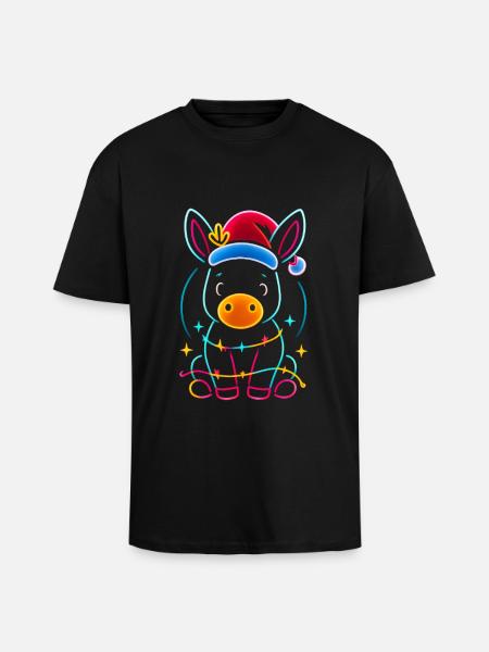 Donkey Elf Christmas Funny Gift - Unisex Oversized Heavyweight T-shirt - black