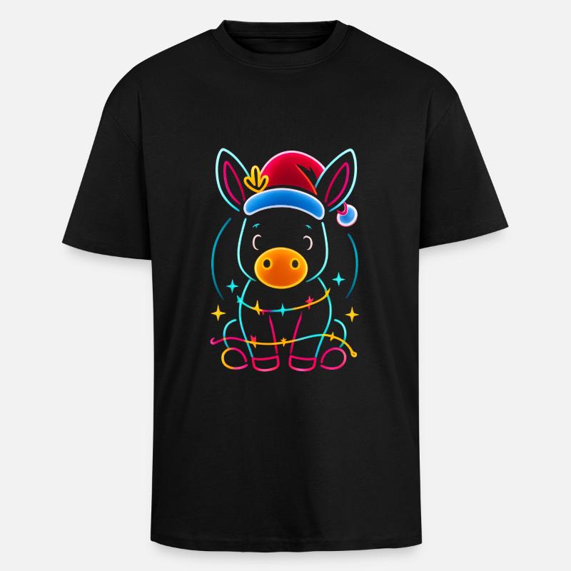 Esel Elfe Weihnachten Lustig Geschenk - Oversized Heavyweight Unisex T-Shirt - Schwarz