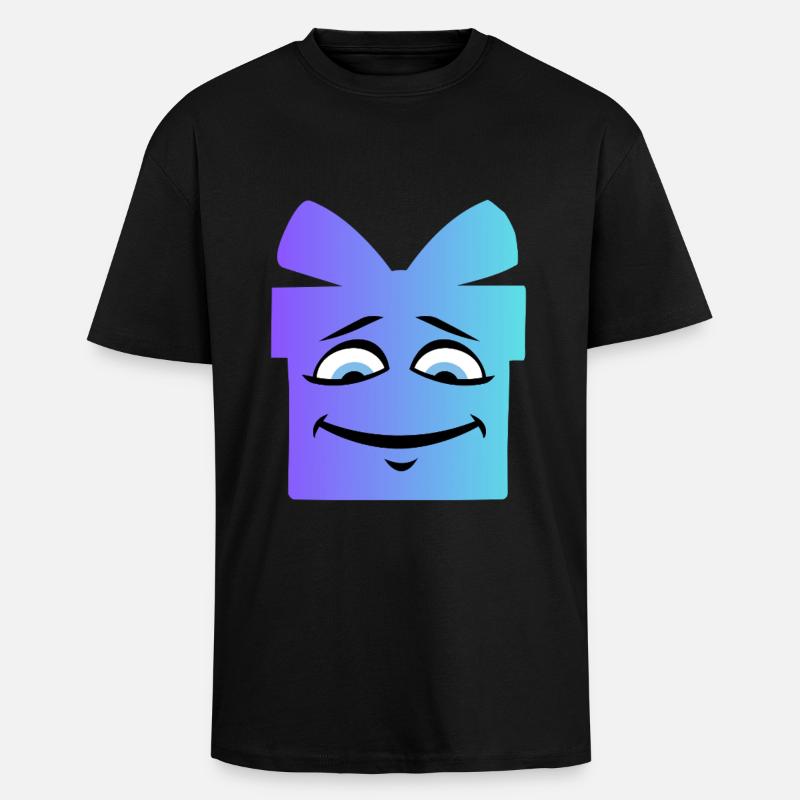 Gradient Smiling Gift Box - Unisex Oversized Heavyweight T-shirt - black