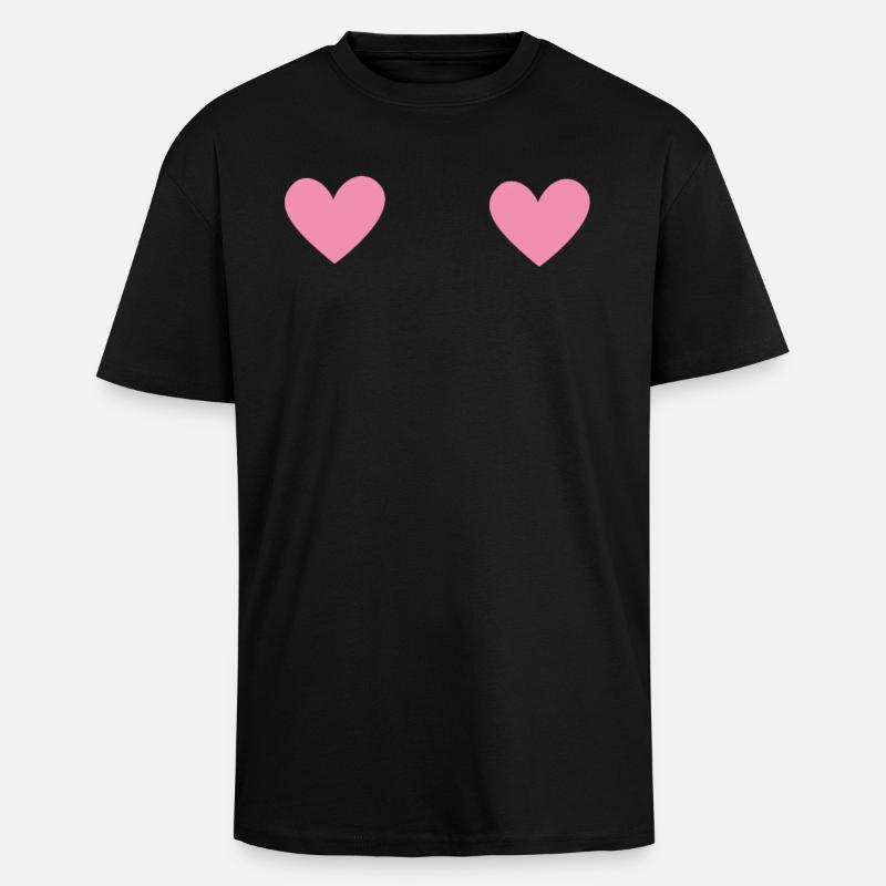 Doppelherzer - Oversized Heavyweight Unisex T-Shirt - Schwarz