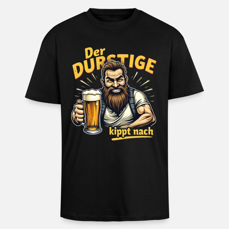 Der Durstige Bierheld - Oversized Heavyweight Unisex T-Shirt - Schwarz