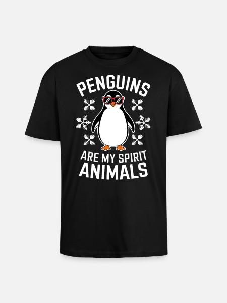 Penguin Saying Funny Penguins Gift - Unisex Oversized Heavyweight T-shirt - black