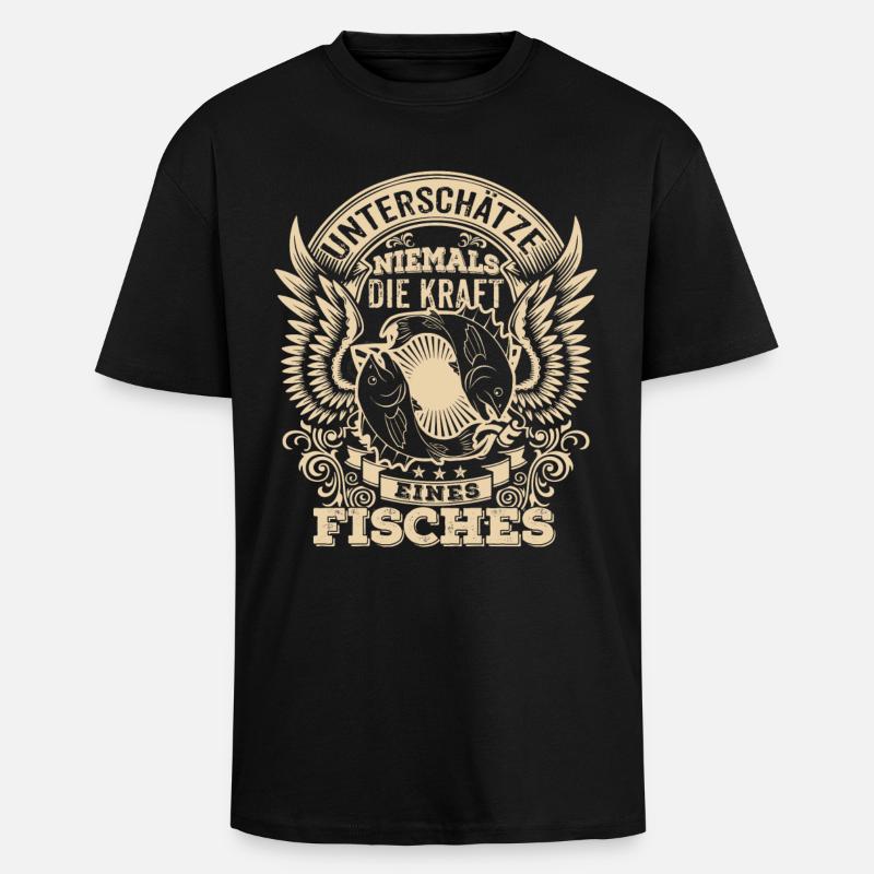 Fisch - Sternzeichen - Unterschätze niemals - Oversized Heavyweight Unisex T-Shirt - Schwarz