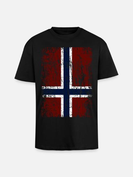 Norwegian flag upright (dark) - Unisex Oversized Heavyweight T-shirt - black