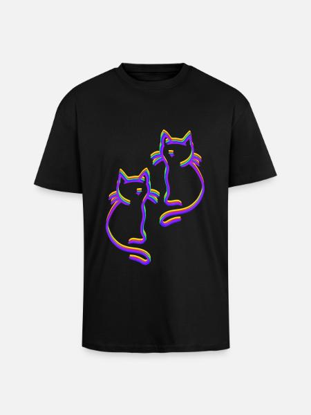 Rainbow Cats LGBT - Unisex Oversized Heavyweight T-shirt - black