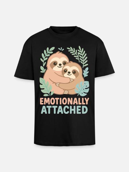 Sloth Couple – Cute Design with Emotion - Unisex Oversized Heavyweight T-shirt - black