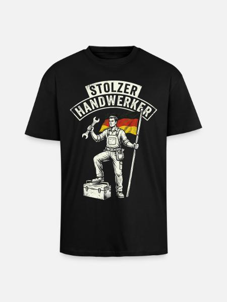 Stolzer Handwerker mit Deutschland - Flagge - Oversized Heavyweight Unisex T-Shirt - Schwarz