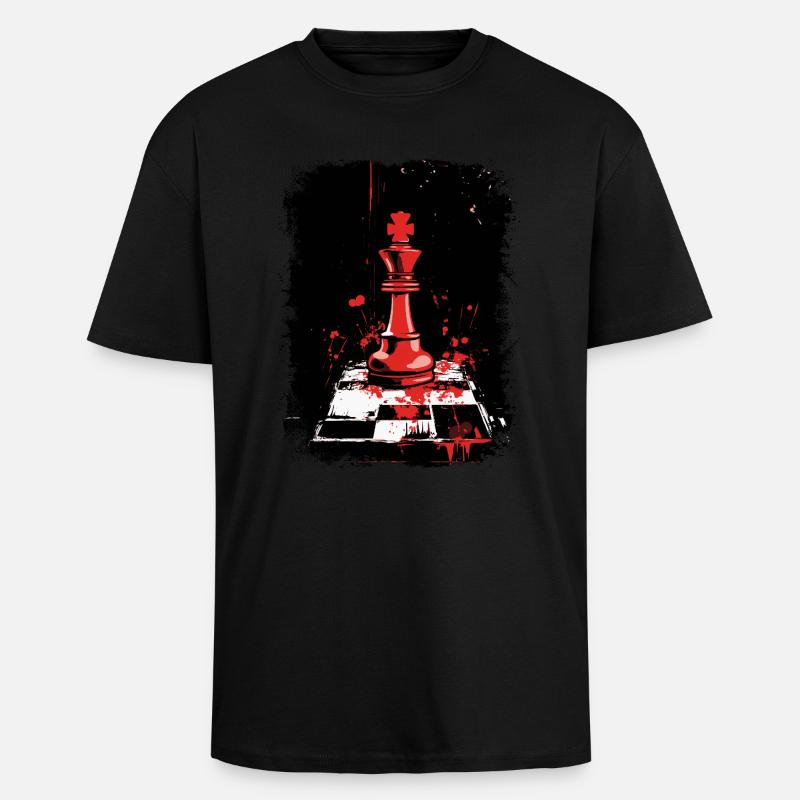 Pièce d’échecs roi - T-shirt unisexe oversize épais - noir