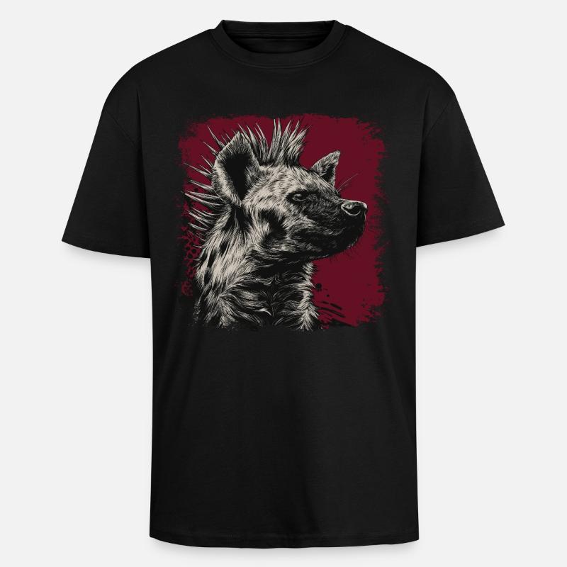 Punkrock Hyäne - Oversized Heavyweight Unisex T-Shirt - Schwarz