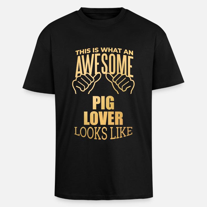 Schwein - Oversized Heavyweight Unisex T-Shirt - Schwarz
