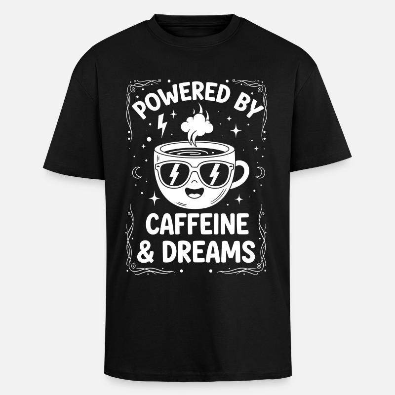 Koffein und Träume Design - Oversized Heavyweight Unisex T-Shirt - Schwarz
