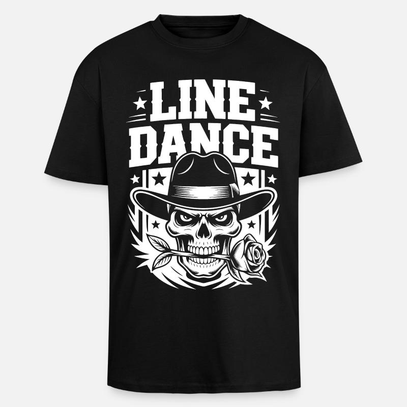 Line Dance Skelett mit Rose - Oversized Heavyweight Unisex T-Shirt - Schwarz