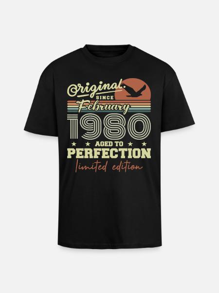 Birthday February 1980 - Unisex Oversized Heavyweight T-shirt - black