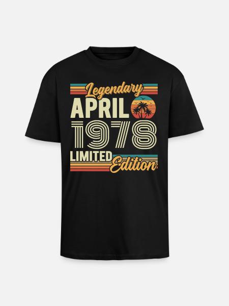 April 1978 48. Jubiläumsgeschenk – April 1978 - Oversized Heavyweight Unisex T-Shirt - Schwarz