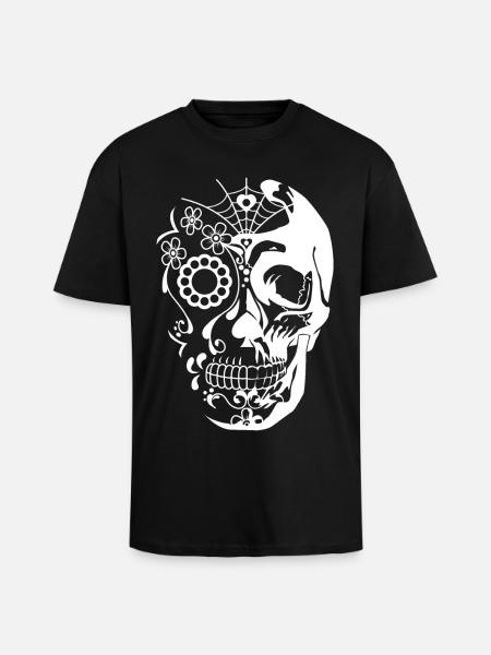 Skull White - Unisex Oversized Heavyweight T-shirt - black