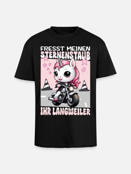 Unicorno in moto - T-shirt unisex oversize pesante - nero
