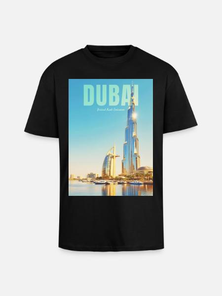 Dubai Skyline – Desert Metropolis - Unisex Oversized Heavyweight T-shirt - black