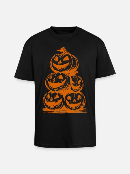 Halloween Pumpkins – Stack of Scary Faces - Unisex Oversized Heavyweight T-shirt - black
