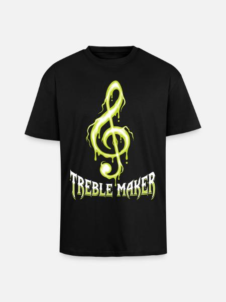 Treble Maker Funny Music Pun Musician - Unisex Oversized Heavyweight T-shirt - black