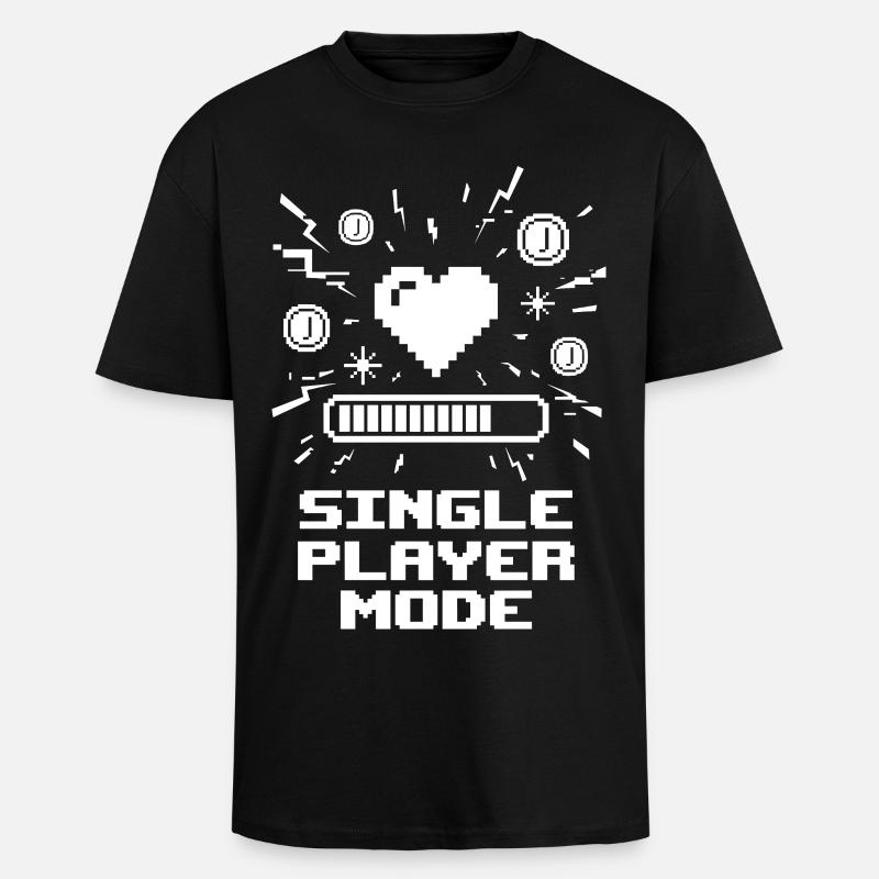 Single Player Mode Gamer Herz - Oversized Heavyweight Unisex T-Shirt - Schwarz