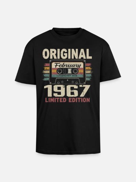 February 1967, February 1967 Birthday Gift - Unisex Oversized Heavyweight T-shirt - black