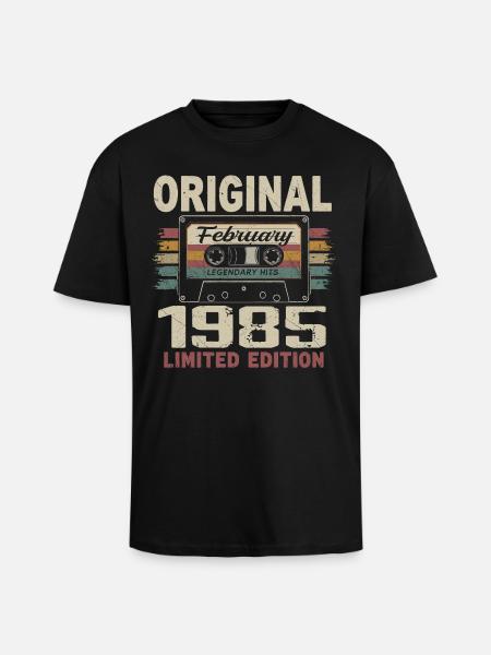 February 1985, February 1985 Birthday Gift - Unisex Oversized Heavyweight T-shirt - black