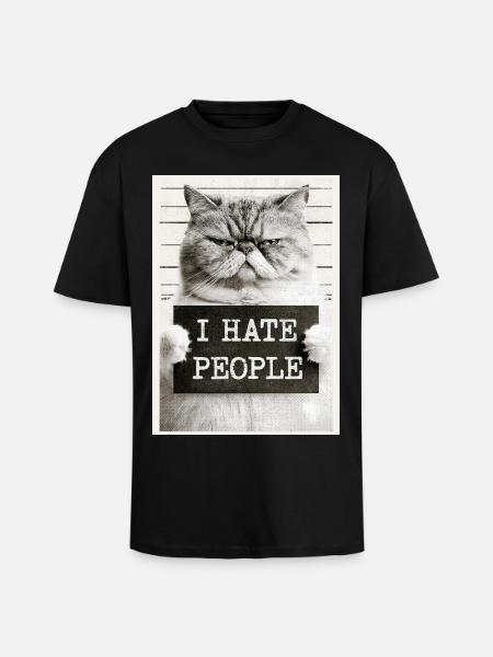GrimmigerKater I HATE PEOPLE - Unisex Oversized Heavyweight T-shirt - black