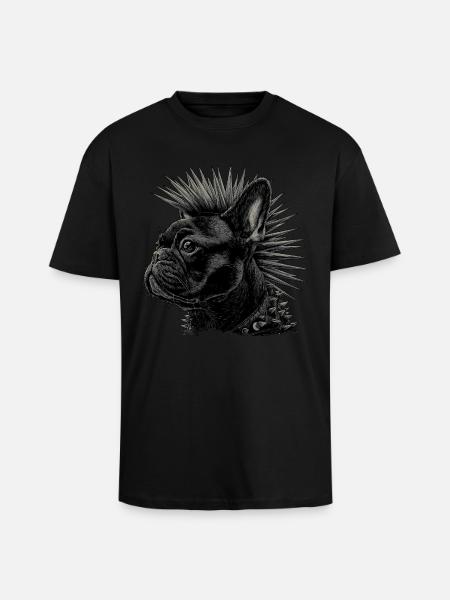 Punk Rock French Bulldog - Unisex Oversized Heavyweight T-shirt - black