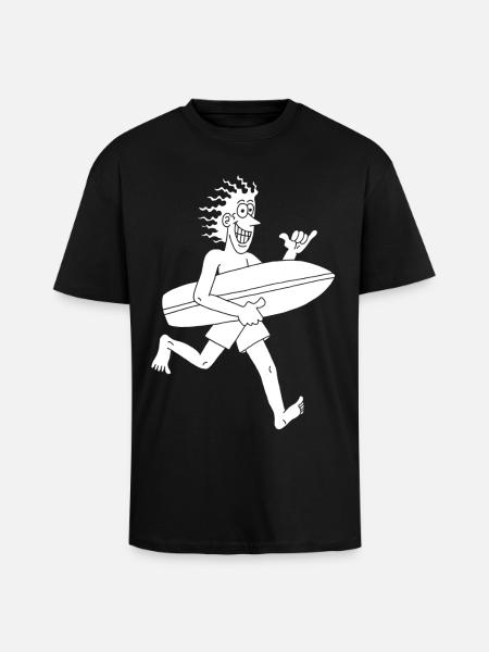 Surfeur impatient (blanc) - T-shirt unisexe oversize épais - noir