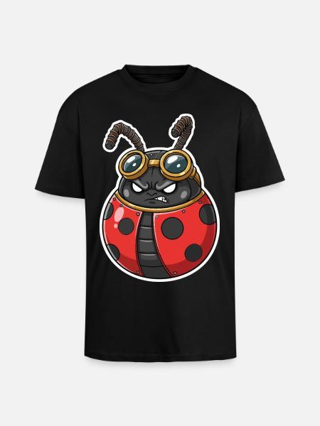 Steampunk Ladybug Rot und Chromrüstung - Oversized Heavyweight Unisex T-Shirt - Schwarz
