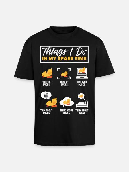 Funny Ducks Motif Ducks Lover Sayings - Unisex Oversized Heavyweight T-shirt - black