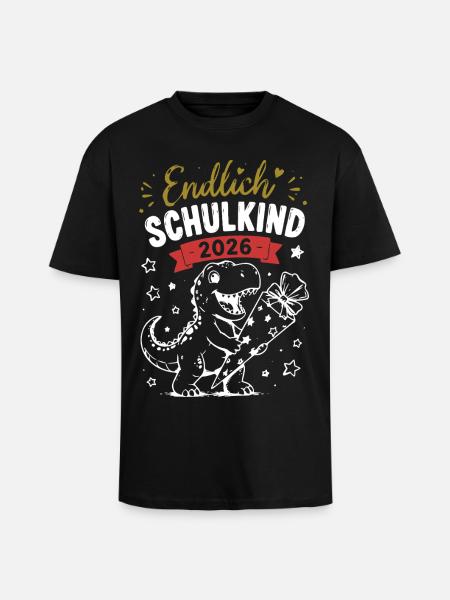 Endlich Schulkind 2026 Dino - Oversized Heavyweight Unisex T-Shirt - Schwarz