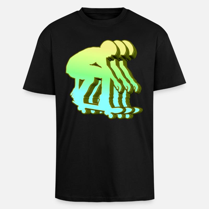 Skateboarder 3D - T-shirt unisexe oversize épais - noir