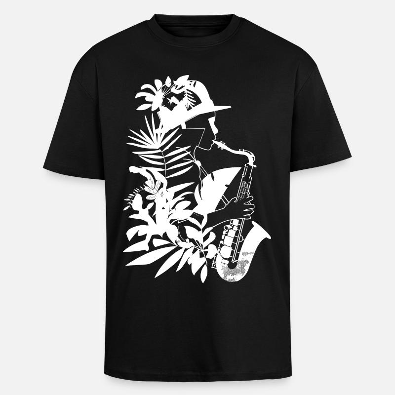 Look comique de saxophoniste féminine - T-shirt unisexe oversize épais - noir