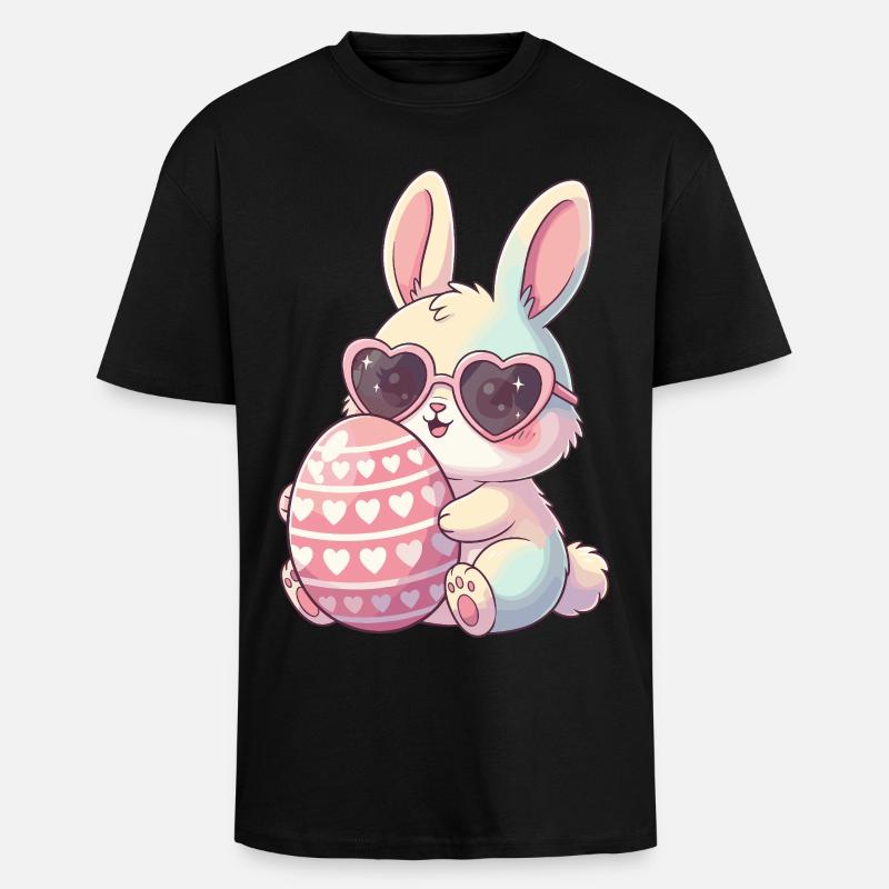 Herzblick Bunny Easter Egg - Unisex Oversized Heavyweight T-shirt - black