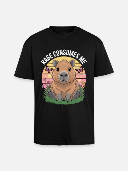 Capybara Rage Consumes Me - Unisex Oversized Heavyweight T-shirt - black