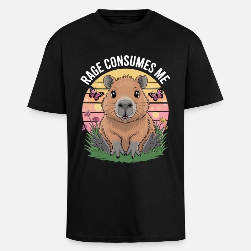 Capybara-Wut Verschlingt Mich - Oversized Heavyweight Unisex T-Shirt - Schwarz
