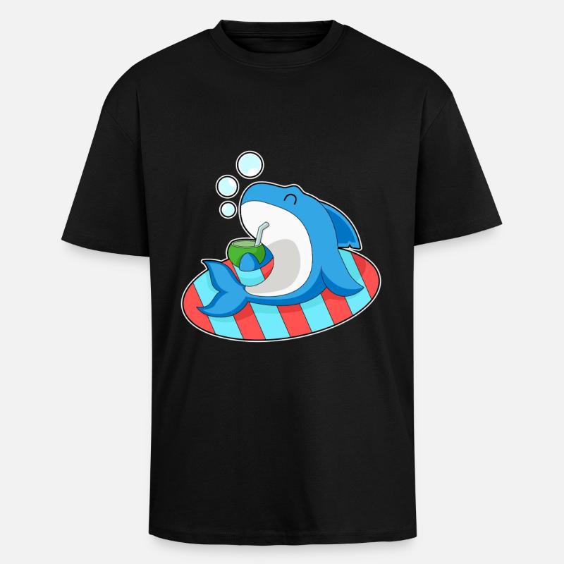 Requin Été Noix de - T-shirt unisexe oversize épais - noir