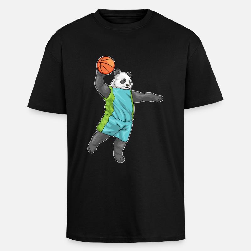 Panda Basketteur Basketteur - T-shirt unisexe oversize épais - noir