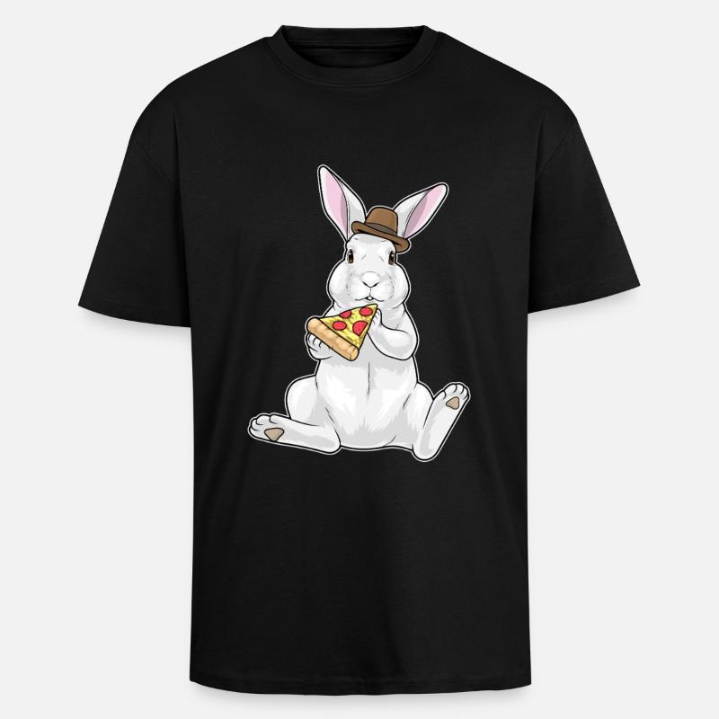 Bunny Pizza - Unisex Oversized Heavyweight T-shirt - black