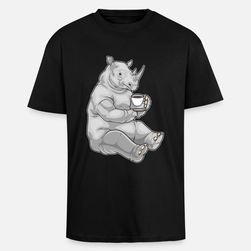Rhino Coffee Mug - Unisex Oversized Heavyweight T-shirt - black