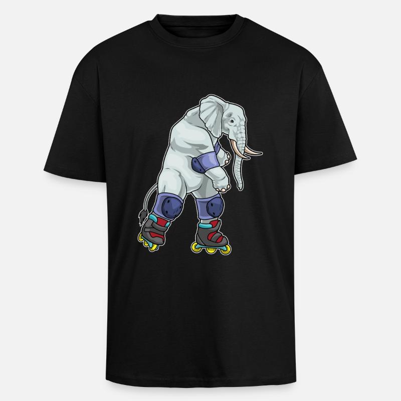 Elefant Inline skating Inline skates - Oversized Heavyweight Unisex T-Shirt - Schwarz