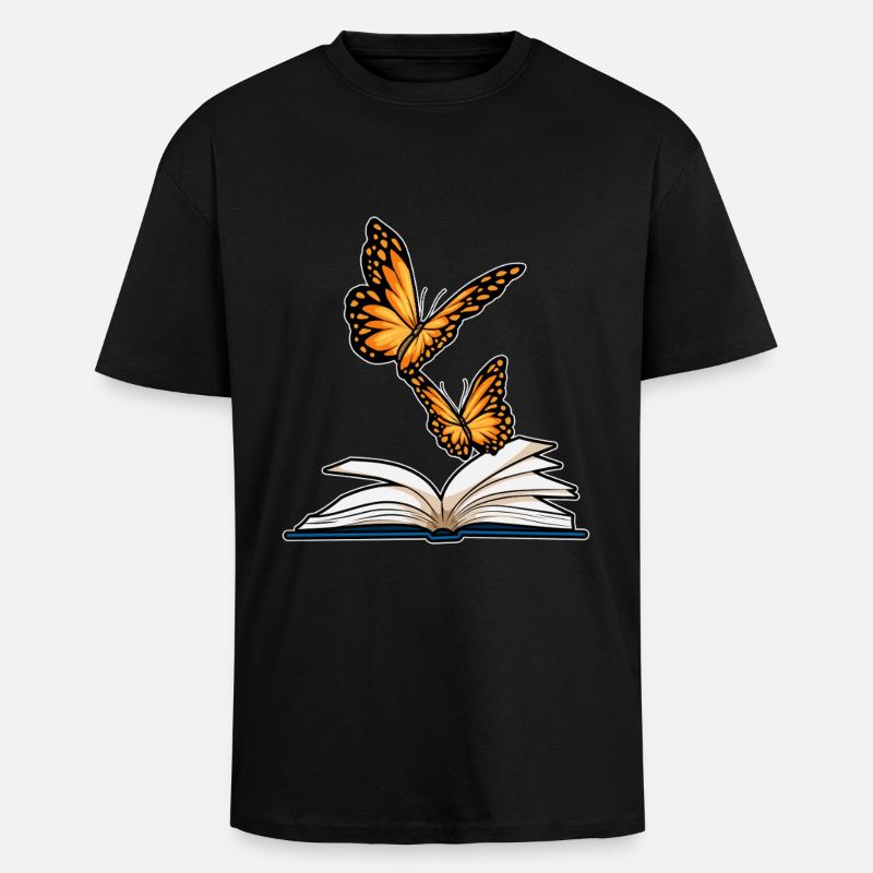 Livre Papillon - T-shirt unisexe oversize épais - noir