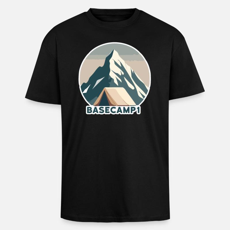 Bergsteiger Basislager 1 - Oversized Heavyweight Unisex T-Shirt - Schwarz
