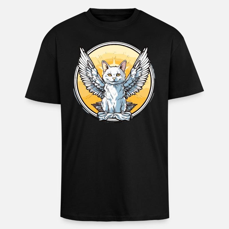 Chat avec des ailes - T-shirt unisexe oversize épais - noir
